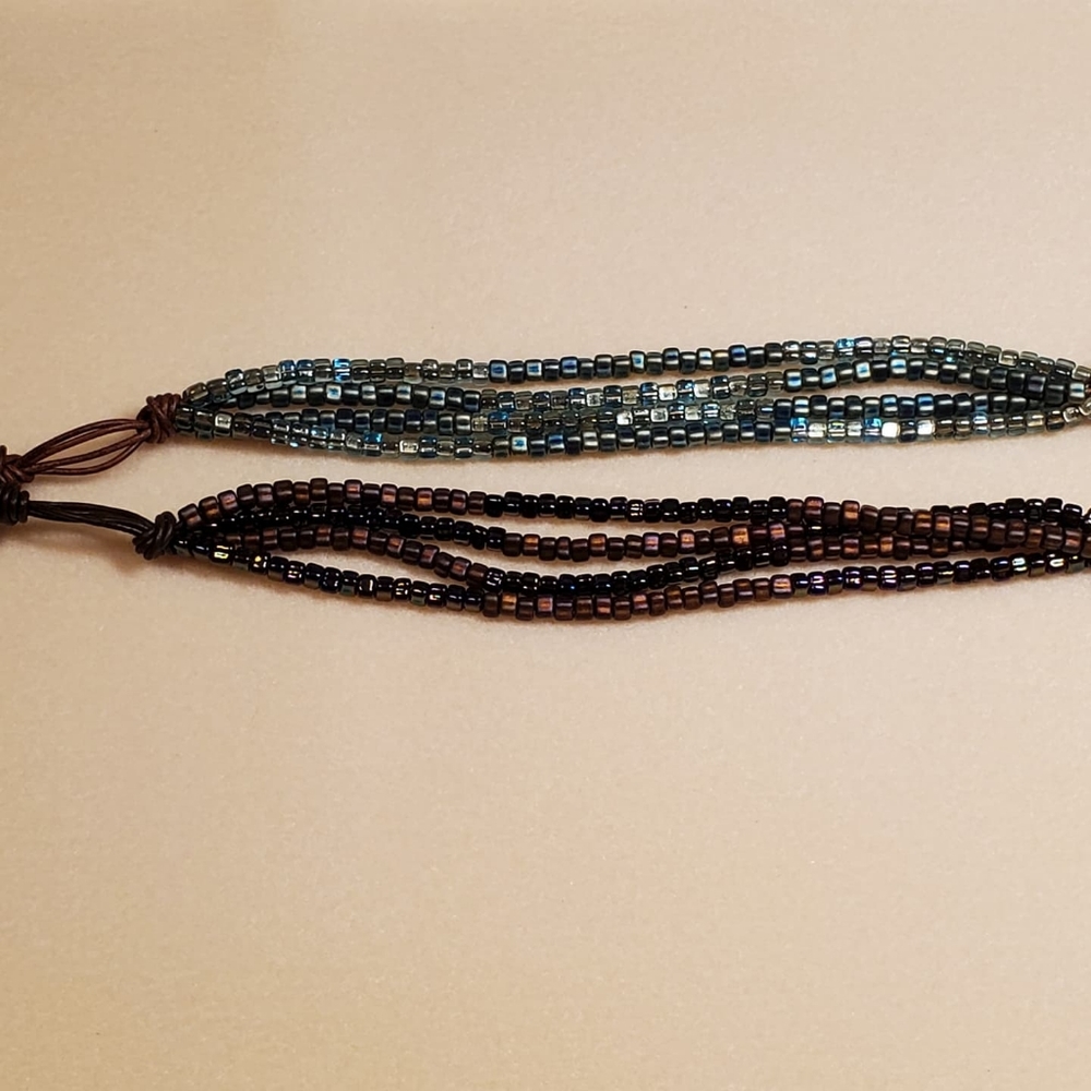 Gypsy Wildflower Bracelet with Cinnamon Spice Beads and Greek Leather - Picture 4 of 4